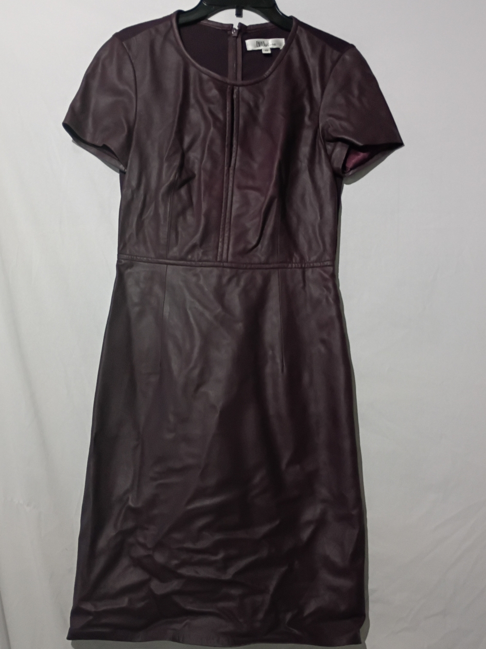 My Tribe  Leather Short Sleeve Dress in Deep Plum